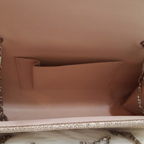 Rose Gold Clutch With Rhinestones Embellishment - Picture 5 of 7